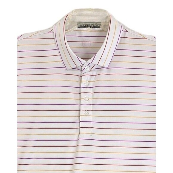 G/FORE Polo Shirt Mens XL White Multicolor Stripe Golf Performance Stretch - Picture 1 of 13